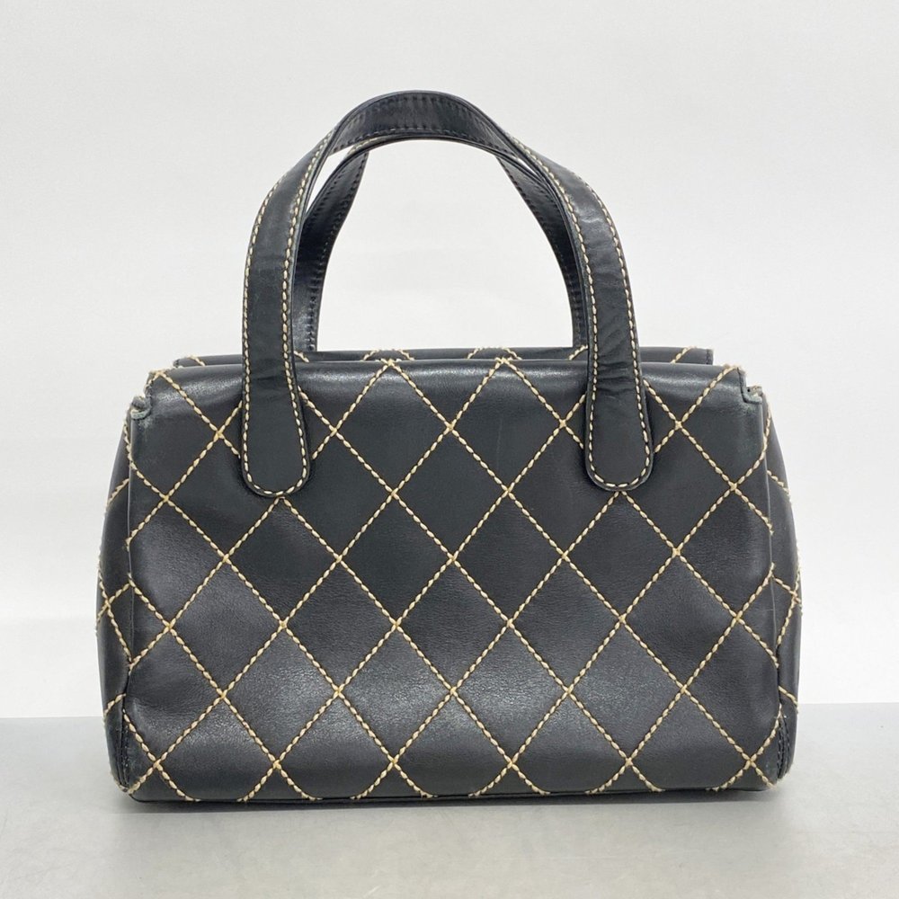 CHANEL Black Leather Wild Stitch Handbag 21x30x10cm Gold Hardware - Picture 11 of 12
